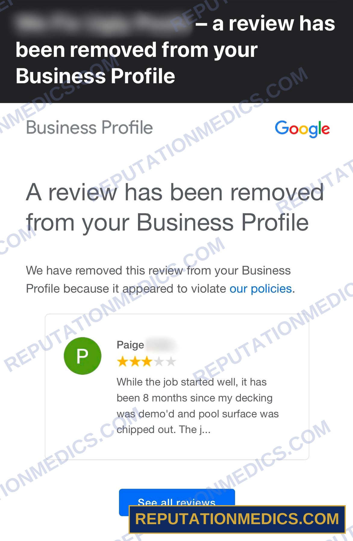 Removed review screenshot — Paige