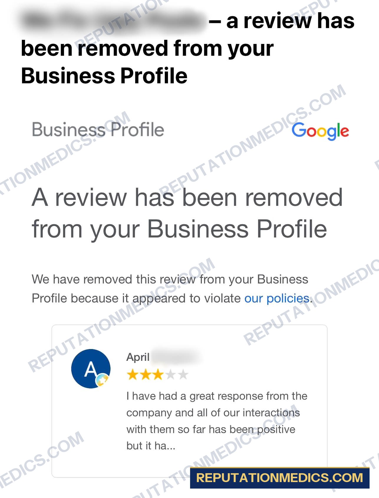 Removed review screenshot — April