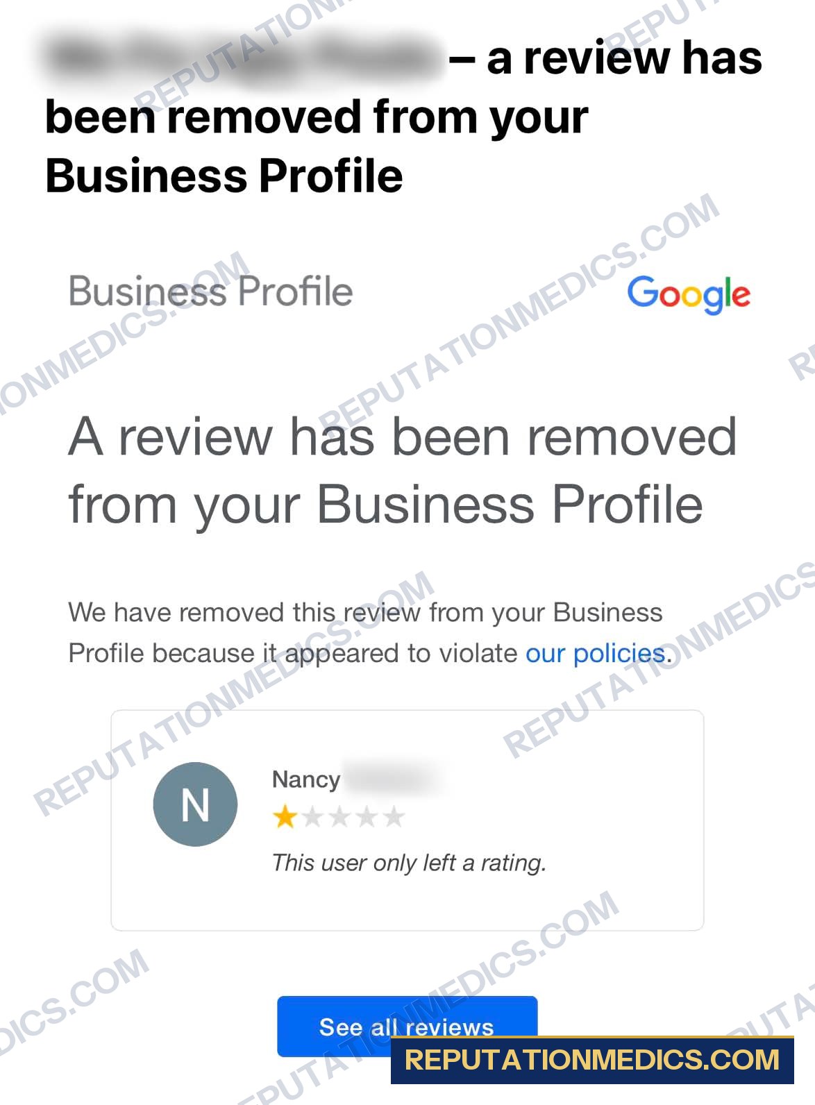 Removed review screenshot — Nancy