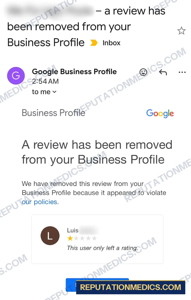 Removal confirmation screenshot 9 of Luis's review